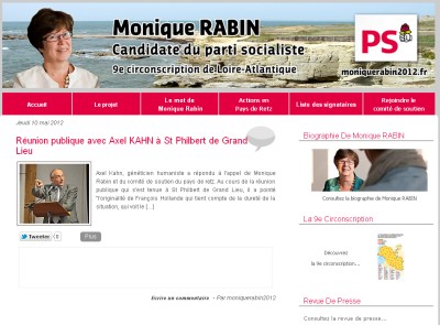 Pornic - 14/05/2012 - Lgislatives 2012, Pays de Retz : prsentation du site internet de Monique Rabin, candidate PS