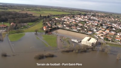 Pornic - 21/02/2014 - Vido : Inondations en Loire-Atlantique vues du ciel