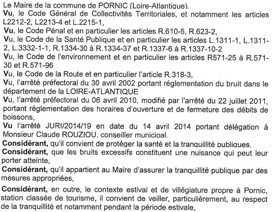 Pornic - 06/07/2015 - Mairie de Pornic : dispositions anti-bruit pour l`t 2015